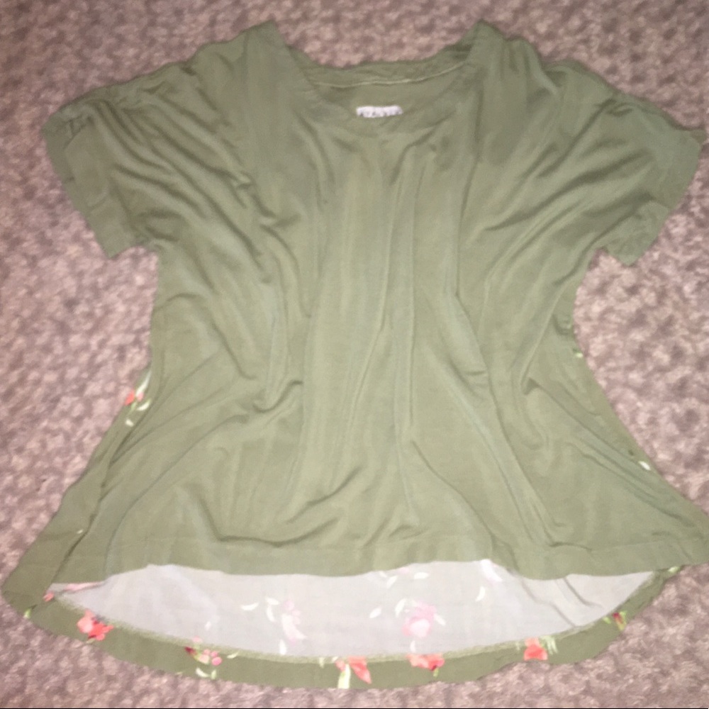 Green Floral Pattern Blouse